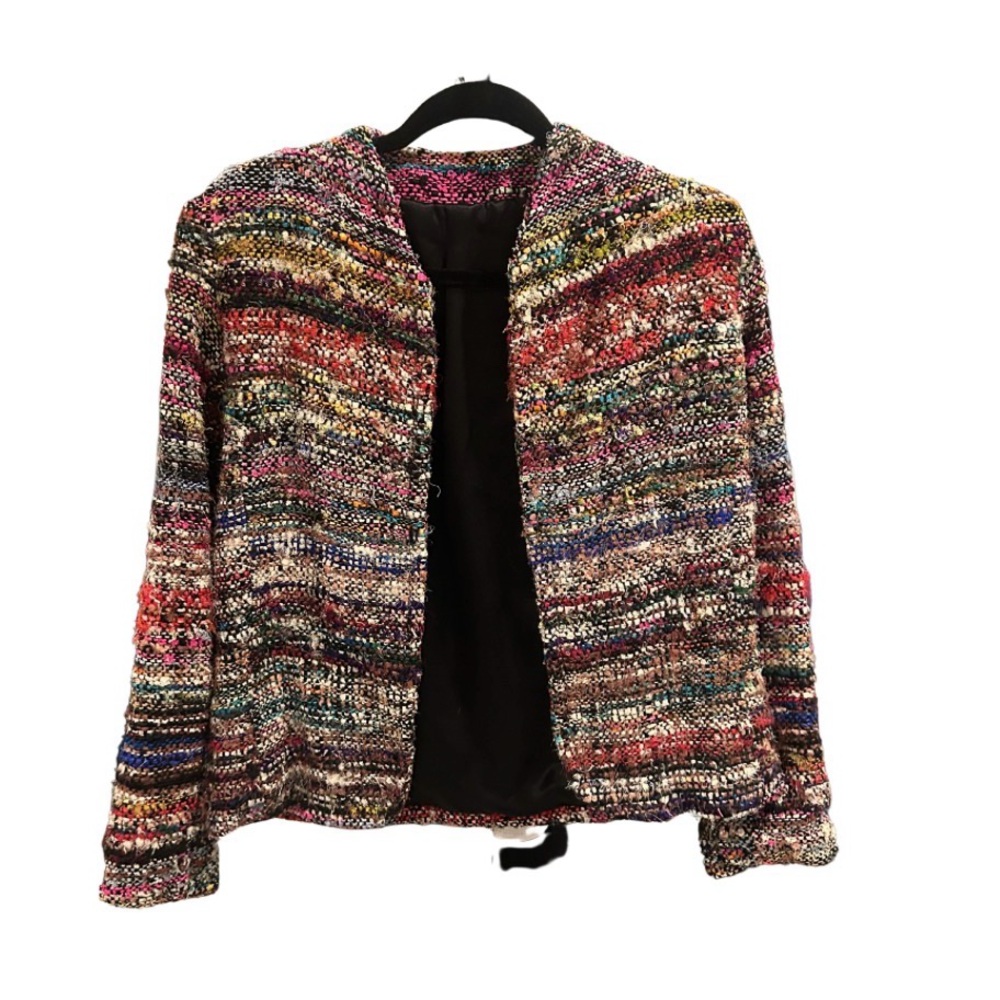 Colorful Multi-Color Woven Tweed Blazer Jacket | Size S/M est.